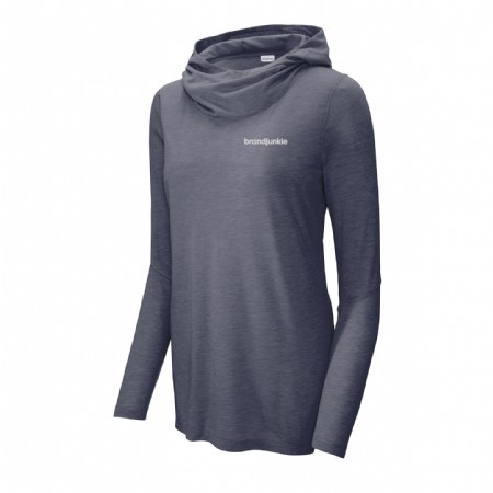 Sport-Tek Ladies PosiCharge Tri-Blend Wicking Long Sleeve Hoodie - True Navy Heather